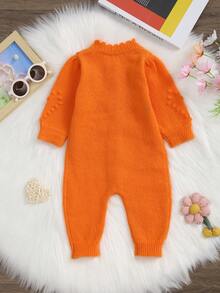 Pelele holgado de punto con estampado floral para bebé niña - Naranja - Ver 7