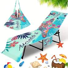 1pc Foldable Beach Chair Cover That Can Be Folded Into A Handbag, With Side Pockets For Glasses And Phone. Beach Chair Cover, Pool Chair Cover, Microfiber Lounge Chair, Sunbathing Beach Hotel, Easy To Carry Camping & Travel Towels - Multicolor - View 9