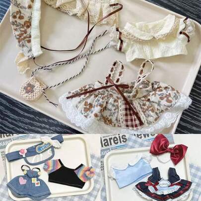 (Doll Clothes Only) New 20cm Doll Lolita Outfit, Fresh & Cute Princess Dress With Jumpsuit