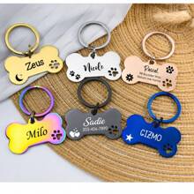 1 Pc Stainless Steel Bone Dog Tag With Dog Paws Hollowed, Laser Engraved Name Dog Tag For Dogs, Custom Dog Collar Tag, Pet Gifts Ornamental,Engraved,Stainless Stylish,Fashion,Colorful,Vintage,Cute,Contracted,Cuties Custom,Unique,Customized,Personalized Pet For Anniversaries,For Birthdays