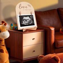 1 Stück Holz Ultraschall Fotorahmen/Unterschriftenbrett für Partys, modisches doppelseitiges Schild perfekt für Schwangerschaftsankündigungen und Geburtsausstellung