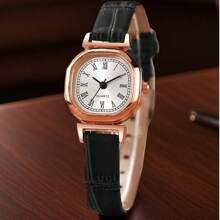 Fashionable & Elegant Women's Watch With Slim Wrist Fit, PU Leather Strap, Octagonal Case, Roman Numerals Dial, Bamboo Pattern Strap, Quartz Movement Ladies Wristwatch