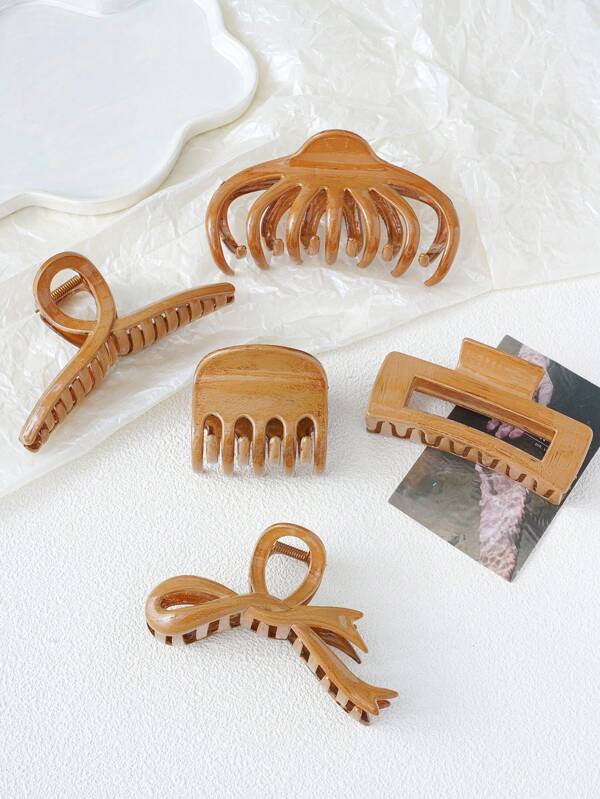 Conjunto de grampos de cabelo de madeira clássica, 1 peça/5 peças, design de madeira sintética acrílica, grampos de cabelo da moda, grampos de cabelo femininos elegantes, acessórios de cabelo da moda, grampos de beleza, garras de cabelo casuais
