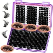 RITALASH Lash Clusters DIY Cluster Lashes Book Clusters Eyelash Extensions False Eyelashes Individual Lashes Wispy Fluffy Lash Extension Kit Natural Look(150D+WL Style Lashes) - Black - View 1
