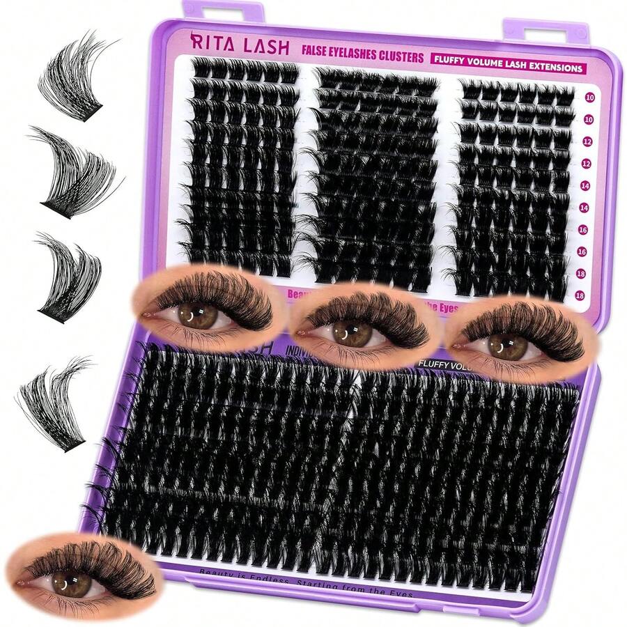 RITALASH Lash Clusters DIY Cluster Lashes Book Clusters Eyelash Extensions False Eyelashes Individual Lashes Wispy Fluffy Lash Extension Kit Natural Look(150D+WL Style Lashes) - Black - View 1
