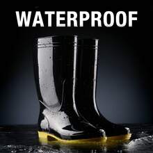 HISEA Men's Rain Boots Waterproof, Garden Fishing Outdoor Work PVC Boots, Durable Slip Resistant Boots For Agriculture And Industrial Working - Black+Yellow - View 7