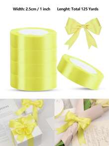 125 Yards/1 Inch Single-Sided 31-Color Solid Color Satin Ribbon Set, 125 Yards/1 Inch Wide Per Roll, Various Ribbons Suitable For Gift Wrapping, Christmas, Weddings, Parties, Flower Decorations