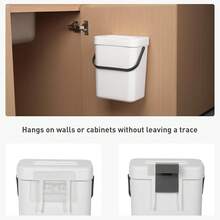Puro - cubeta de basura para colgar en la pared con tapa, 1.32 galones / 5 l, pequeño cubeta de basura de cocina para encimera, mini cubeta de basura de comida - Blanco - Ver 8