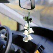 1pc Handmade Knitted Rear View Mirror Pendant Ornament - Cute Car Accessories Aesthetic - Kawaii Decor For Car And Home Decorative Pendants