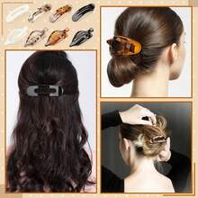 ProSuites 8 PCS Flat Hair Clips, 2 Styles French Claw Clips Strong Hold For Women Girls Thin Hair - 豹 - 查看 6
