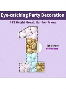1pc 2.3ft Mosaic Number, Giant KT Board Number Letters, 0-9 Balloon Number Box,A-Z Balloon Frame, Pre-Cut Kit Giant Thick Foam Board Number Sign, Perfect For Parties/Birthdays/Events/Weddings/Anniversaries
