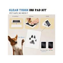 Almohadilla de tinta sin contacto segura para mascotas, estampado de huellas de manos y pies - Tinta negra, plástico fácil de usar