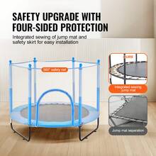 60" Kids Trampoline, 5FT Indoor Outdoor Trampoline, Mini Toddler Recreational Trampolinewith Safety Enclosure Net And Basketball Hoop, Birthday Gifts Christmas Toys For 3+ Years Children, Blue - 60-inch Blue - View 3