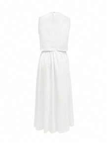 Women's Solid Color Sleeveless Top + Casual Loose Front Button Decoration Skirt 2 Pieces Set, Summer Outfit