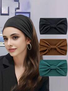 Bandanas para mujer, diademas deportivas anchas elásticas para mujer, diademas de un solo color para yoga y sudor, accesorios de moda para el cabello, diademas clásicas