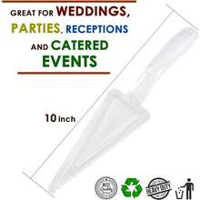 Paquete de 6 Espátulas desechables de plástico de 10 pulgadas para tartas y pasteles, cortadores de pastel y pizza, utensilios de servir resistentes para platos, postres y repostería en la cocina - transparente - Ver 2