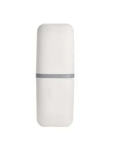 白色便携式旅行皂盒和牙刷架套装 - 耐用塑料，椭圆形，露营、健身房和浴室必备配件，适合外出、旅行、住宿、旅行和商务旅行，也可作为礼物赠送给家人和朋友、返校礼物、教师礼物