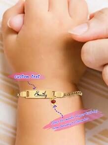 1pc Personalized Engraved Name & Date December Birthstone Bracelet - Stainless Steel Adjustable Faux Crystal Pendant, Elegant And Cute Graduation Gift, Birthday Gift