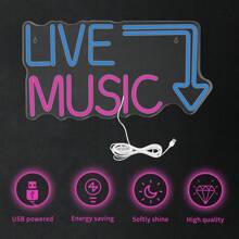 1 Pezzo Insegna al Neon LED per Musica dal Vivo, Insegna al Neon A Lettere, Lampada al Neon, Bar per Birra, Studio Musicale, Decorazione Parete per Camera da Letto, Festa, Luce per Club