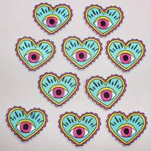 6-Pack Colorful Eye Heart Embroidered Iron-On Patches, Mixed Colors, DIY Sewing Appliques For Clothing, Hats, Bags, Art & Craft Decor, Badge & Patch Embellishments