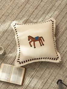 1 件，原创设计可爱马刺绣枕套家居装饰靠垫套带流苏适用于沙发客厅