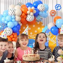 Blue And Orange Balloon Arch, 130 Pcs Dog Paw Balloon Arch Garland, 18/12/10/5 Inch Sand White Confetti Blue Orange Balloons For BoysGirls BabyShower Birthday Dog Cartoon Theme Party Decor