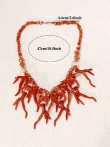 1 pieza Collar de coral multicapa de cristal acrílico tejido a mano, estilo bohemio apto para uso diario, boda, Eid, vacaciones de primavera/verano, regalo - vistoso - Ver 7