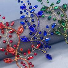 1 Stück farbige Kristall Braut Haarzubehör für Frauen, elegantes Haarband Kopfschmuck für Hochzeitskleid, handgemachter Haarreifen, geeignet für Hochzeit, Verlobung, Abschlussball