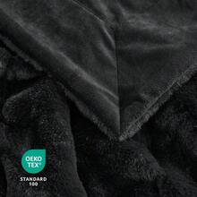 Local Delivery--Cozy Bliss Faux Fur Throw Blanket For Couch, Jacquard Fuzzy Plush Soft Thick Winter Throw Blanket For Sofa Bed Living Room Bedroom - Stripe - Black - View 6