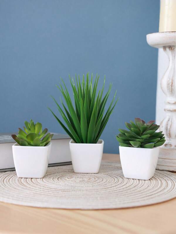 1/3PCS 3-5inch(H) Mini Succulent Potted Plants For Home, Bedroom, Living Room, Wedding, Birthday, Graduation, Party And Desktop Decoration