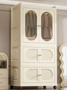 5/4/3/2/1 Layer No-Assembly Adult & Baby Wardrobe, Versatile Children Clothes Storage Cabinet, Plastic Folding Organizer Closet For Home Use