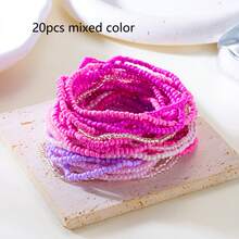 20pcs Bohemian Pink Beaded Elastic Bracelet Set For Women - Pink - View 2