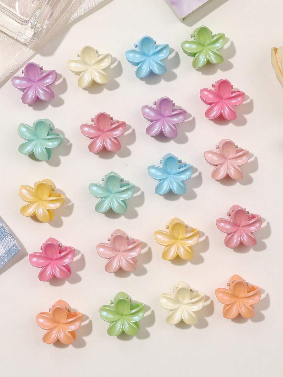 20 件闪亮仿珍珠雏菊花迷你发夹，糖果色侧刘海发夹装饰，适合春夏季发夹爪夹发夹发夹发夹发夹时尚发饰，沙滩配饰