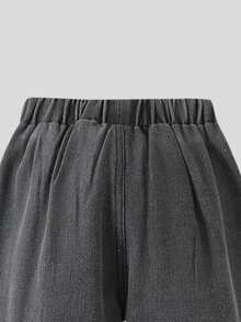 1pc Young Boy Street Casual Denim Jeans, Loose Wide Leg Cargo Design, Summer 2025 New Arrival - Dark Grey - View 8