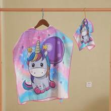 1 pieza Toalla de baño para niños ultra absorbente tipo capa - Bata de baño de secado ultrarrápido con gorro - Toalla de playa ligera y plegable, diseño de dibujos animados y divertido para niños
