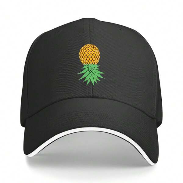 Sandwich Hat     Upside Pineapple Casual Adjustable Printed Baseball Cap For