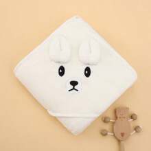 1 pieza Toalla de baño para bebé con capucha de dibujos animados de animales, de felpa de coral suave y absorbente de secado rápido, tipo bata, manta, toalla de playa, apta para bebés durante todo el año