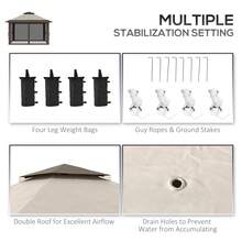 Outsunny Carpa Plegable Pop-Up 4x4 M Cenador De Jardín With Paredes Laterales Altura Regulable Impermeable Anti-UV Doble Techo Mosquiteras Y Bolsa De Ruedas Gazebo Para Camping Fiestas Exterior - 米色 - 查看 9