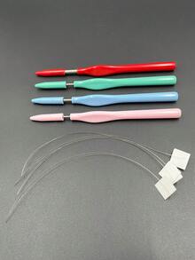 Aiguilles à crochet colorées et capuchons, aiguille à broder russe, stylo à tricoter épais, outils de tricot faits main, y compris un enfileur