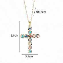 1 pièce Collier croix incrusté de zircone cubique en cuivre, collier en chaîne en acier de titane de luxe avec une esthétique haut de gamme, convient pour un usage quotidien, meilleur cadeau pour les femmes
