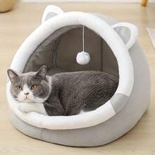 Cama-cueva ultraconfortable con diseño de gato de dibujos animados - Refugio aislado para gatitos que brinda calidez y confort - Adorable casa interior para mascotas
