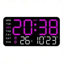Large LED Display Screen Digital Wall Clock With Voice Control - USB Power Supply, Dual Alarms, Temperature And Date/Week, Adjustable Brightness, ℃/℉ Switch, Stylish Multi-Color Design, Suitable For Home And Office Use Home Decor Room Decor - Multicolor - View 12
