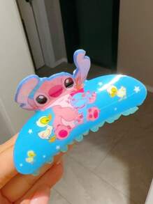 Disney 1 pièce Pinces à cheveux en acrylique style mignon dessin animé Stitch pour queue de cheval, accessoire de mode pour cheveux, accessoire de cheveux élégant