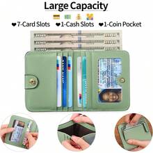 Women's Wallet Leather Compact Bi-Fold Wallet For Woman Zipper Coin Pocket Small Ladies Purse With ID Window - Black - View 8