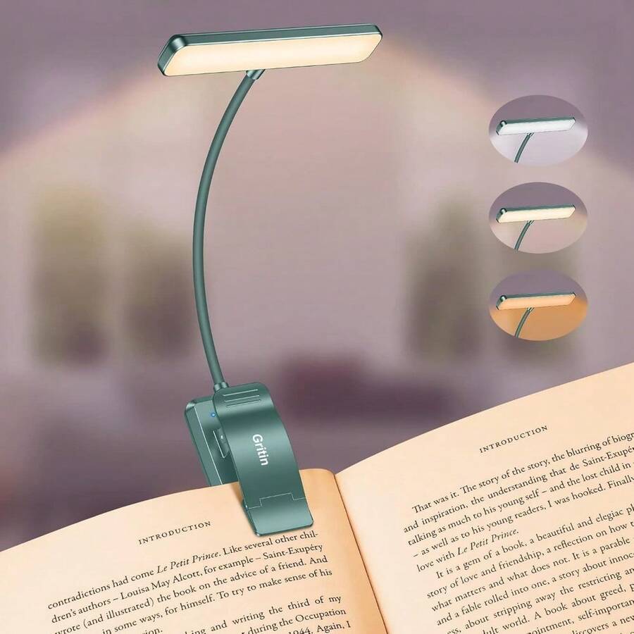 Local Delivery--19 LED Rechargeable Book Light For Reading In Bed With Memory Function- Eye Caring 3 Color Temperatures,Dimming Brightness,80 Hrs Runtime Lightweight Clip On Light For Book Lovers - 墨綠色 - 查看 1