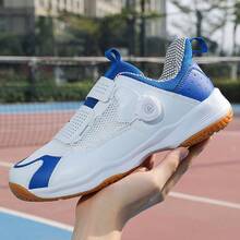 TACHUAN 1 Par de Tênis Esportivos Profissionais de Badminton, Antiderrapante, Respirável, Durável, Cadarço Frontal Feminino com Sola de Borracha - Azul e Branco - Visão 5
