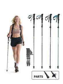 Naturehike 5 节碳纤维+铝合金可折叠伸缩登山杖，Longwind PRO/UL，超轻徒步杖，便携式，适合徒步旅行和背包旅行 - 彩色 - 查看 1