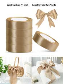 125 Yards/1 Inch Single-Sided 31-Color Solid Color Satin Ribbon Set, 125 Yards/1 Inch Wide Per Roll, Various Ribbons Suitable For Gift Wrapping, Christmas, Weddings, Parties, Flower Decorations