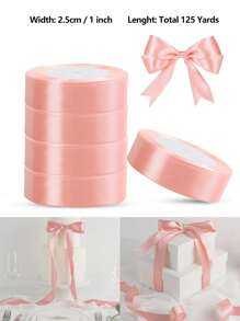 125 Yards/1 Inch Single-Sided 31-Color Solid Color Satin Ribbon Set, 125 Yards/1 Inch Wide Per Roll, Various Ribbons Suitable For Gift Wrapping, Christmas, Weddings, Parties, Flower Decorations