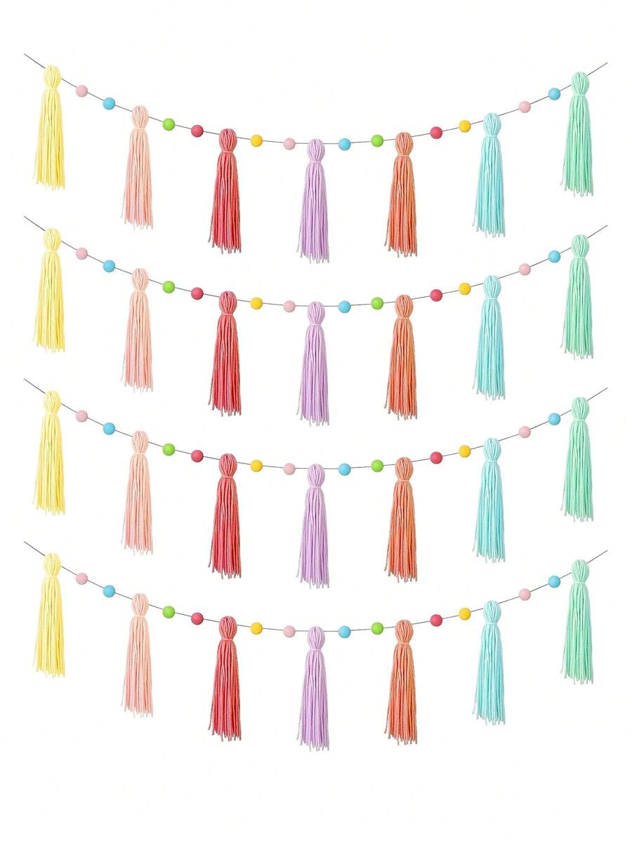 3pcs-Rainbow Tassel Garland, Colorful Boho Garland Rainbow Pom Pom Tassel, Colorful Tassel Banner Decor Wall Hanging Home Decor Bohemian Tassel Garland Classroom Colorful Tassel Garland Banner Decoration Wall For Wedding Birthday Shower Party Supplies Room Decor Decoration,Home Decor ,Room Decor,Wall Decor Gifts Graduation,